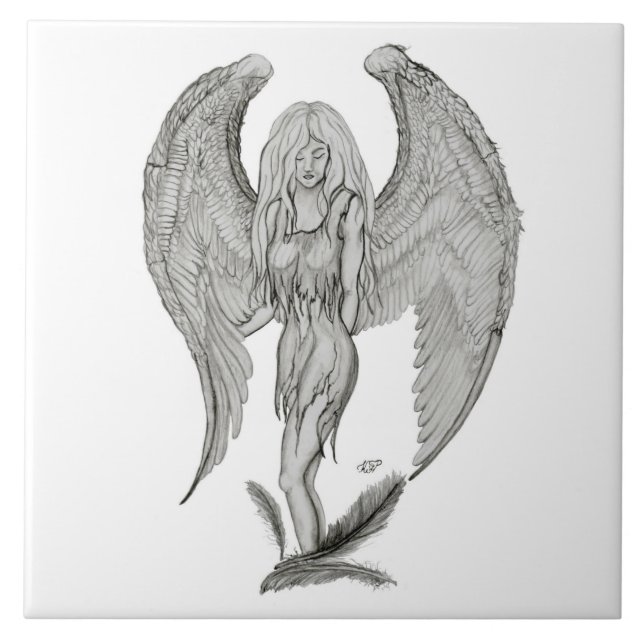 desenho de anjo preto e branco (Frente)