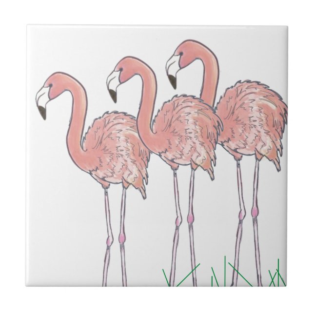 Desenho de aquarela cor-de-rosa Flamingos (Frente)
