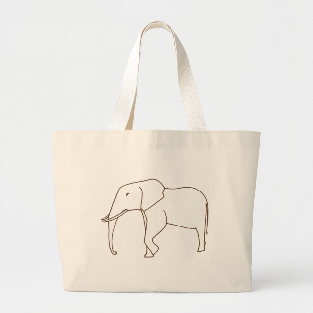 Desenho de Arte de Contorno - Elefante, bolsas de  (Frente)