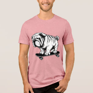 Desenho de arte de rua de pug cachorro skateboarde