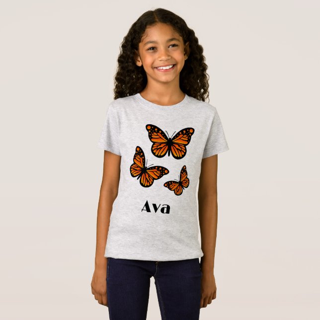 Desenho de Borboleta Monarca - Camiseta de Jersey  (Frente Completa)