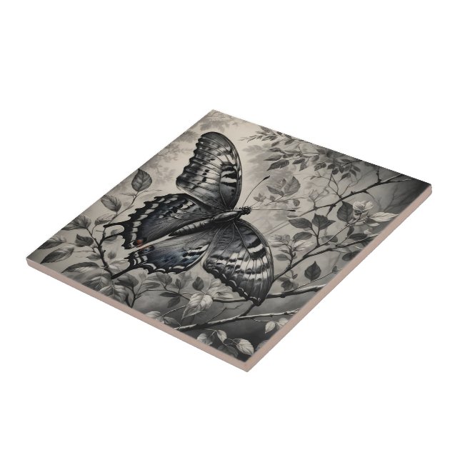 Desenho de borboletas brancas e pretas (Lateral)