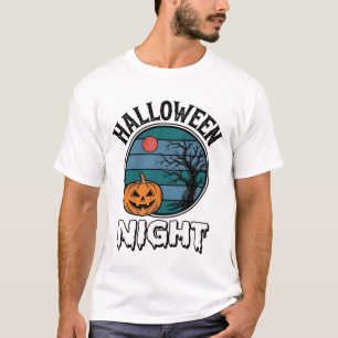 Desenho de Camisa de Árvore de Abóbora da Noite de