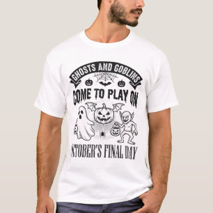 Desenho de Camisa de Halloween de Fantasmas e Duen