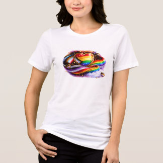 Desenho de Camiseta com Coração de Chuva de Arco-Í