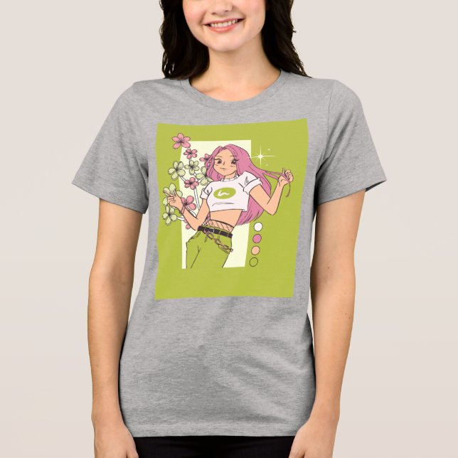 desenho de camiseta com menina bonita (Frente)