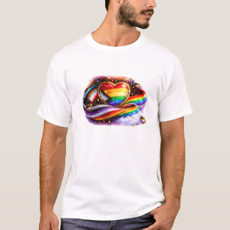Desenho de Camiseta Coração Arco-Íris Orgulho Inte