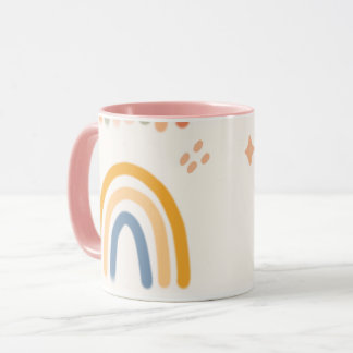 Desenho de Caneca Doodle Arco-íris Alegre