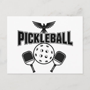 desenho de cartão de anúncio de pickleball preto e