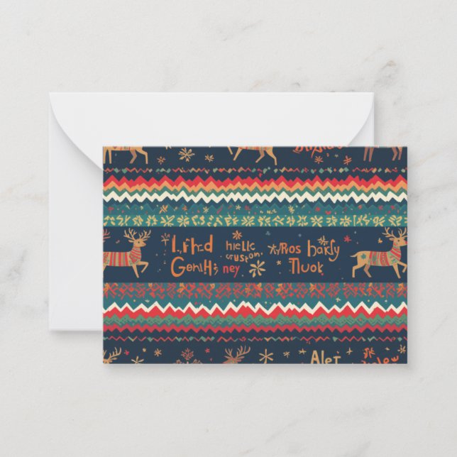 Desenho de cartão de nota de padrão de Natal (Frente)