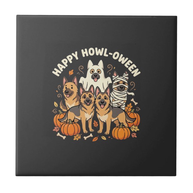 Desenho de Como-Ooween de Fantasma de Pastor Alemã (Frente)