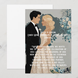 Desenho de Convite de Casamento Elegante e Atempor