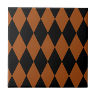Desenho de Diamantes Harlequim Xadrez Marrom Preto