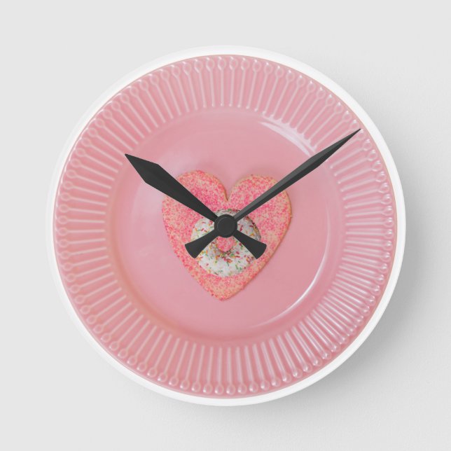 Desenho de donut, relógio de parede redondo  (Frente)