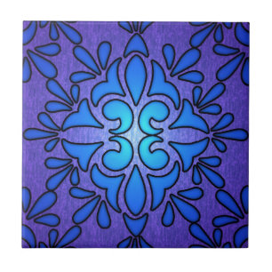 Desenho de Estilo Vidro Manchado Azul Roxo