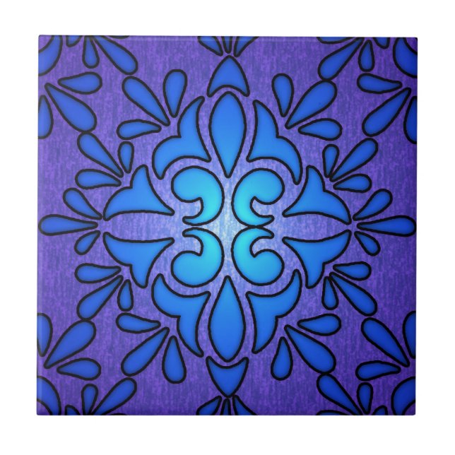 Desenho de Estilo Vidro Manchado Azul Roxo (Frente)