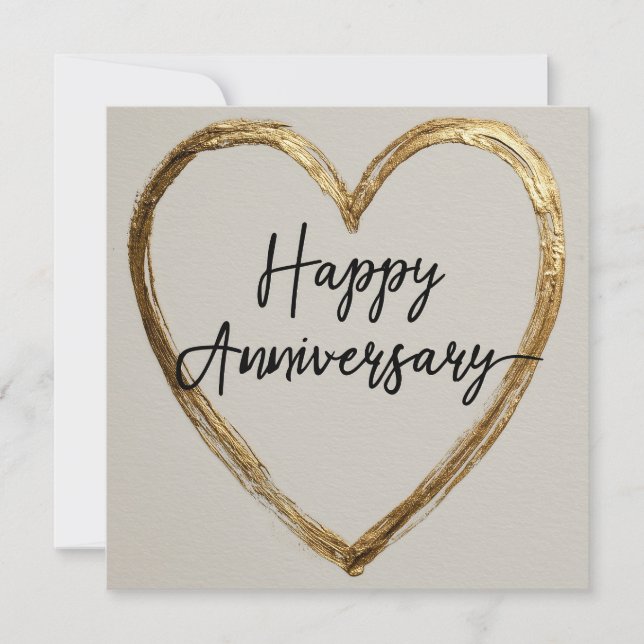 Desenho de "Feliz Aniversário" com Coração Dourado (Frente)
