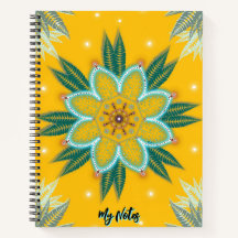 Desenho de flor de Mandala Dourado Azul