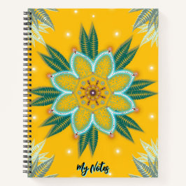 Desenho de flor de Mandala Dourado Azul