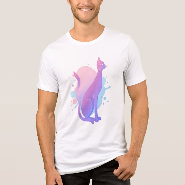 Desenho de Gato com Gradiente Abstrato Elegante (Frente)