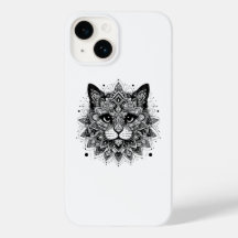 Desenho de Gato com Padrão de Mandala