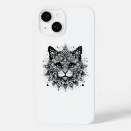 Desenho de Gato com Padrão de Mandala