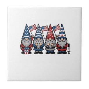 Desenho de Gnome Patriota Enfermeira Vetor Gravura