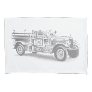 desenho de lápis de caminhão de bombeiro vintage