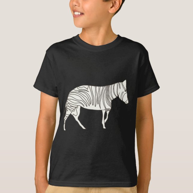 Desenho de linha reta de zebra andando, Camisetas (Frente)