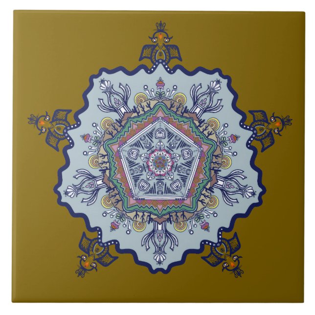 Desenho de louça azul. O que você vê Azulejo (Frente)