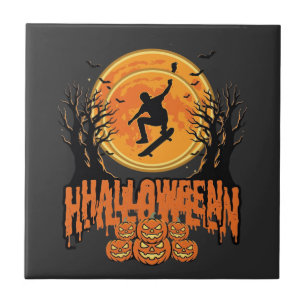 Desenho de Lua de Skateboard de Halloween