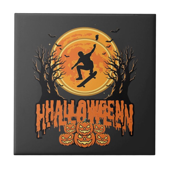 Desenho de Lua de Skateboard de Halloween (Frente)