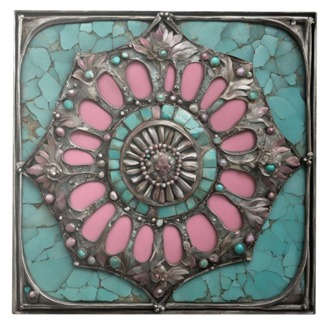 Desenho de Medalhões de Pedras Preciosas Florais d (Frente)