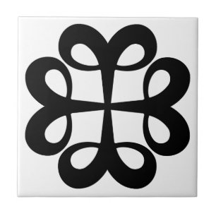 desenho de ornamento preto em azulejo branco