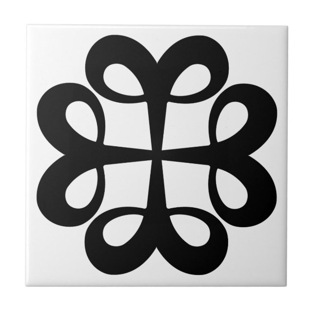 desenho de ornamento preto em azulejo branco (Frente)
