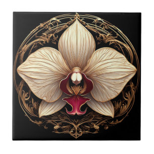 Desenho de Orquídea Dourada Elegante