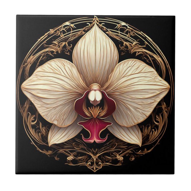 Desenho de Orquídea Dourada Elegante (Frente)