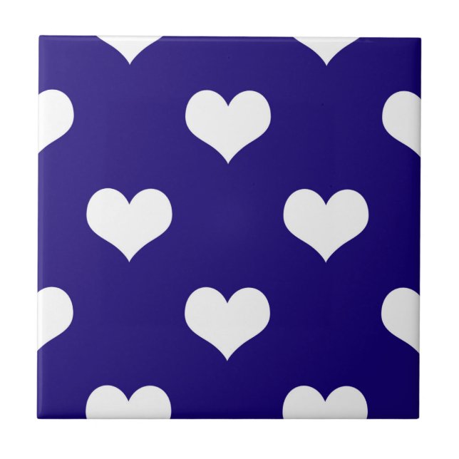 Desenho de padrão de coração de amor branco azul (Frente)