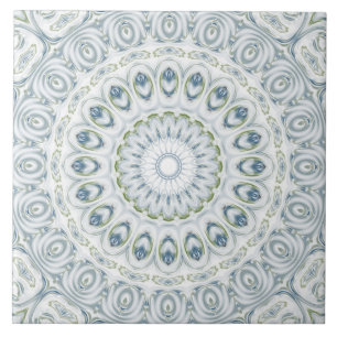 Desenho de Padrão de Mandala Azul e Verde Sereno