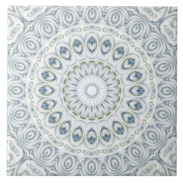 Desenho de Padrão de Mandala Azul e Verde Sereno (Frente)