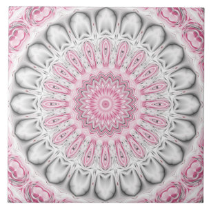 Desenho de Padrão de Mandala Rosa e Branco