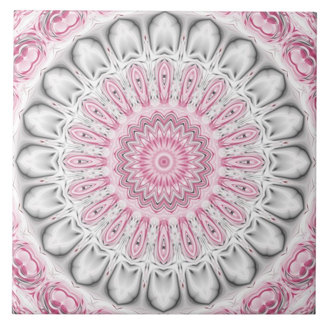 Desenho de Padrão de Mandala Rosa e Branco (Frente)