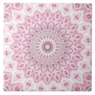Desenho de Padrão de Mandala Rosa e Branco
