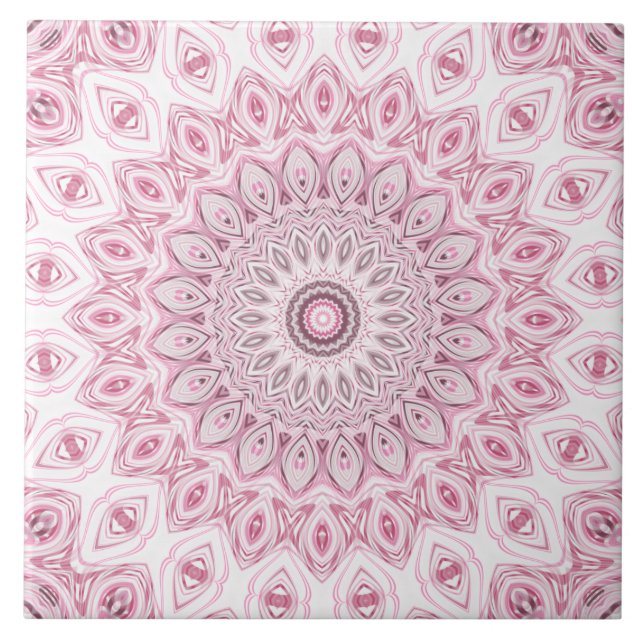 Desenho de Padrão de Mandala Rosa e Branco (Frente)