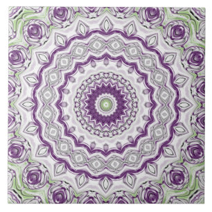 Desenho de Padrão de Mandala Roxo e Verde