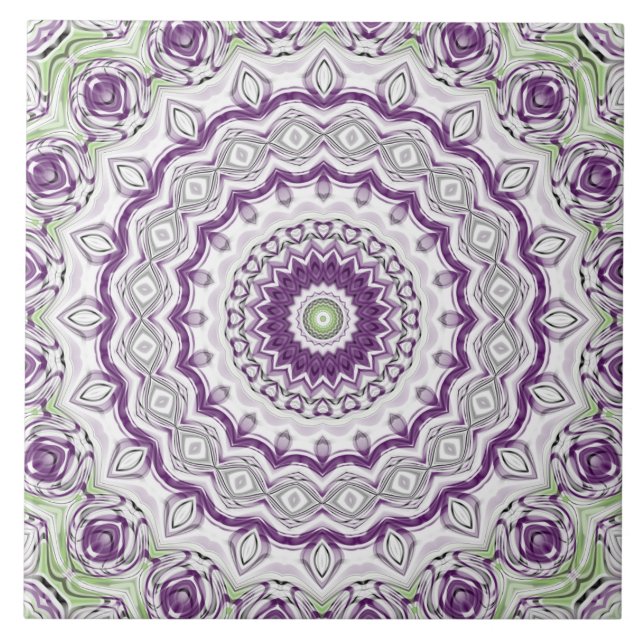 Desenho de Padrão de Mandala Roxo e Verde (Frente)