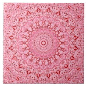 Desenho de Padrão de Mandala Vermelho e Rosa