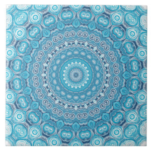 Desenho de Padrão Mandala Azul e Branco