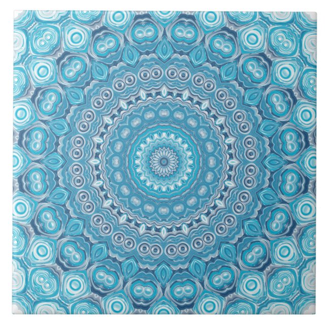 Desenho de Padrão Mandala Azul e Branco (Frente)