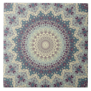Desenho de Padrão Mandala em Turquesa e Creme